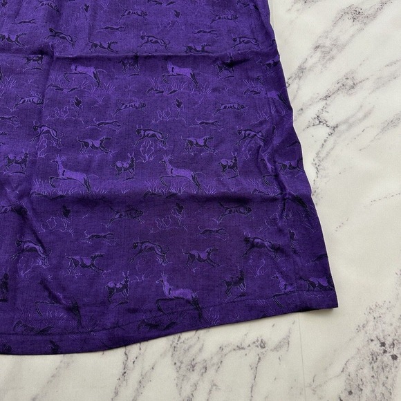 New Aura Womens Vintage Skirt Size M Purple Jacquard Animal Print 90s Shimmer - Picture 8 of 9